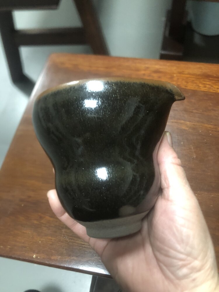 建窑建盏徐祖龙柴烧乌金葫芦型公道杯分茶器净水王360左右