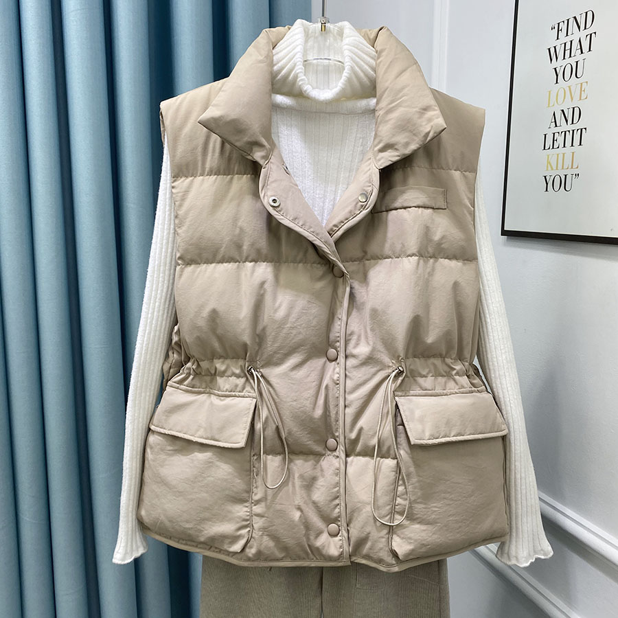 中长款收腰显瘦羽绒马甲