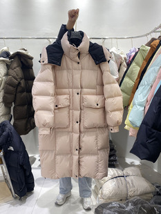 长款 时尚 过膝加厚保暖90%白鸭绒连帽羽绒服女 新品 韩国东大门冬装