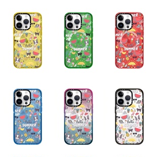 12Magsafe磁吸充电保护壳华强北代购 CASETi艺术家系列你好夏天贴纸适用iPhone16Pro Max手机壳苹果15