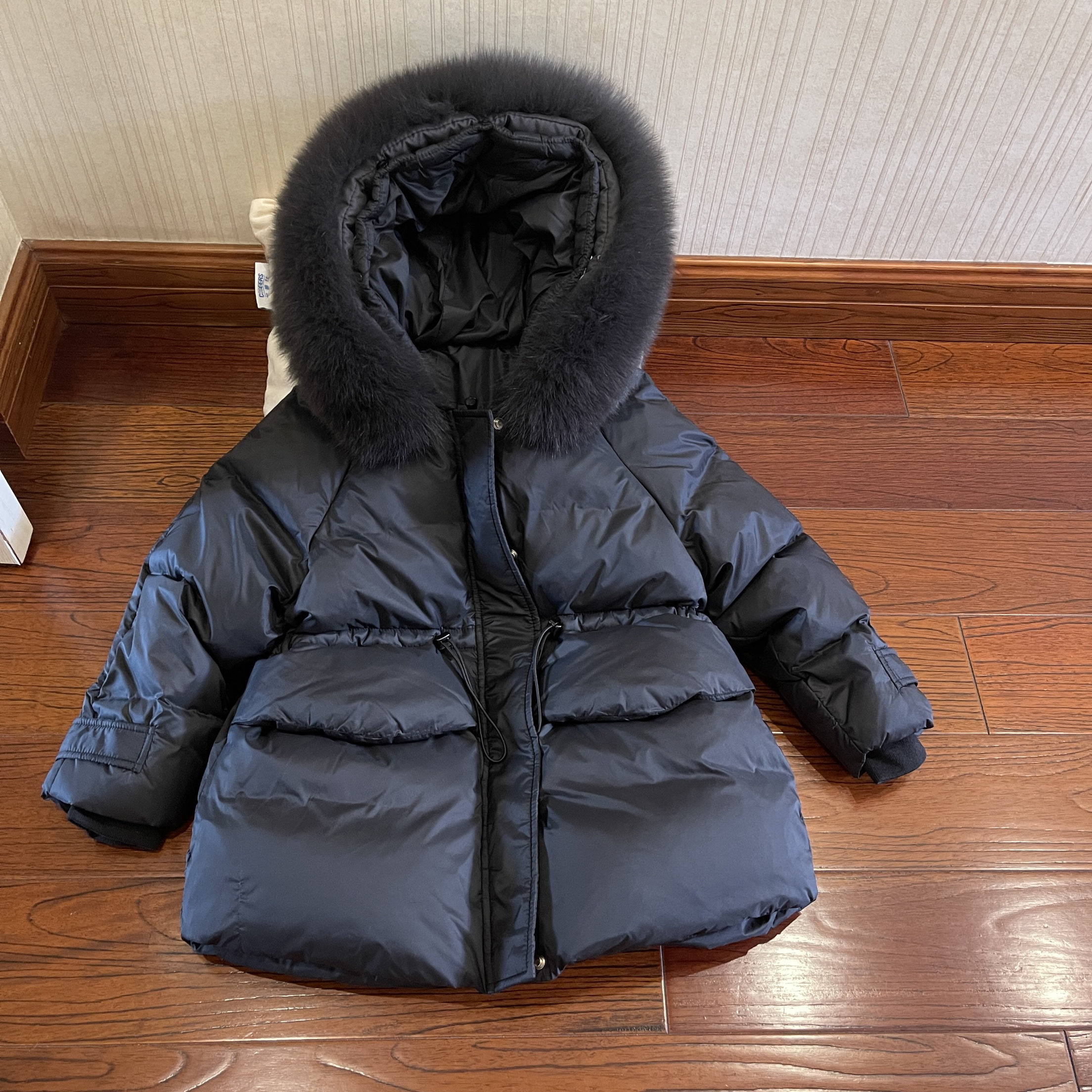 2024冬季新款小孩女童宝宝韩版狐狸真毛领连帽羽绒服加厚保暖外套