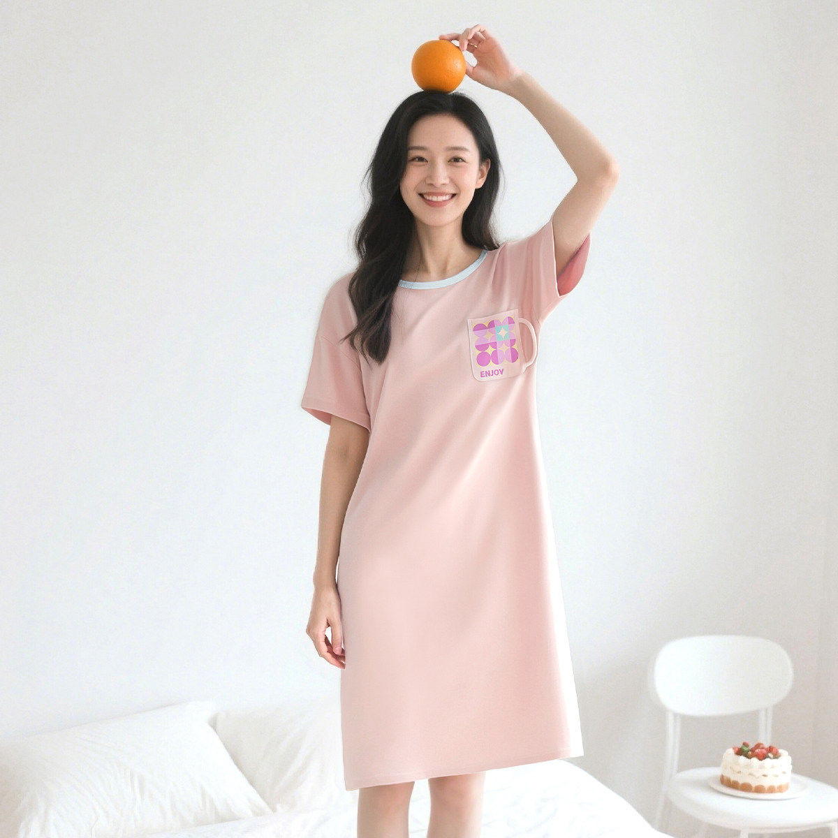 顶瓜瓜甜美宽松可外穿家居睡裙女