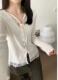 宽松显瘦百搭蕾丝拼接系带针织衫 现货2026新款 韩版