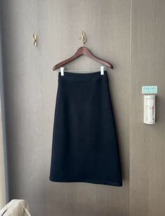 ARTE松紧腰高腰长款 藏青色包臀半裙