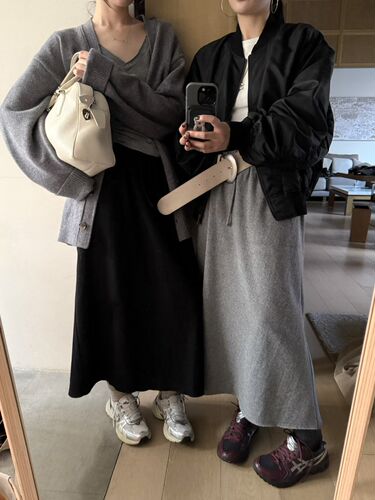 现货Lacher2026新款韩版宽松显瘦百搭松紧腰羊毛半身裙