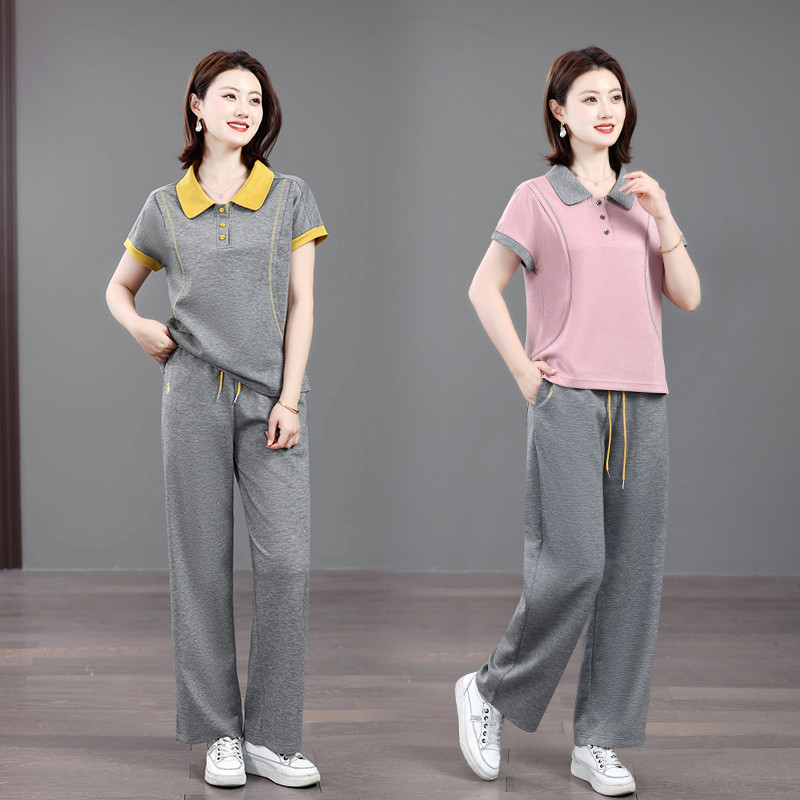 妈妈夏季休闲运动服套装图片