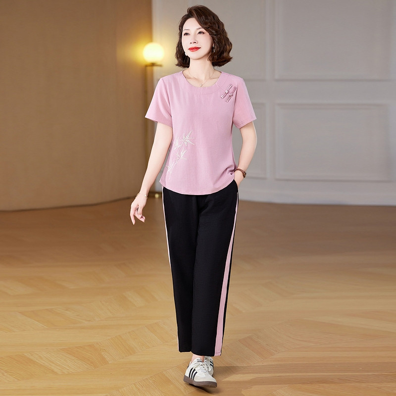 妈妈夏季休闲运动服套装图片