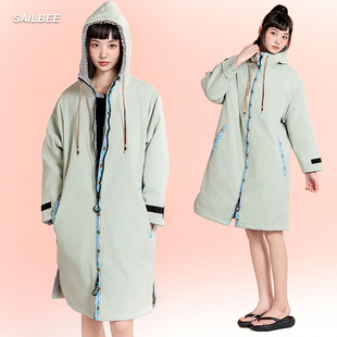 游泳训练冬泳保暖浴袍加厚连帽外套沙滩冲浪潜水斗篷温泉防寒浴巾