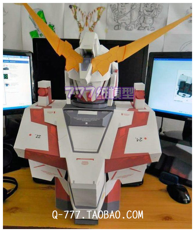 独角兽高达胸像纸模型图片