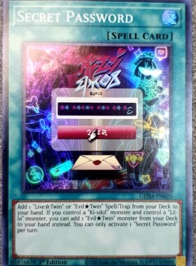 游戏王美英一刷GEIM-EN020 SR 秘密口令句 通行口令X3A直播双子NP