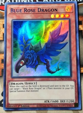 游戏王 美英一刷 LDS2-EN104 蓝字 UR 青蔷薇龙 L2B