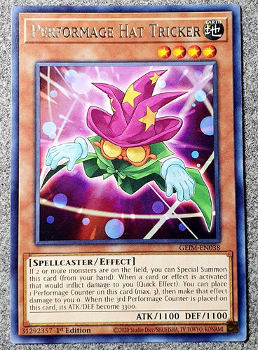 游戏王 美英一刷 GEIM-EN038 R 娱乐法师 帽子戏法师 I7C