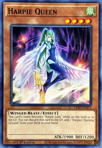 游戏王美英一刷LDS2-EN072 HARPIE QUEEN鹰身女王 神鹰女王 J3C