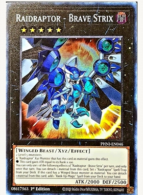 游戏王美英一刷PHNI-EN046 SR 急袭猛禽－勇猛林鸮 3L1Raidraptor