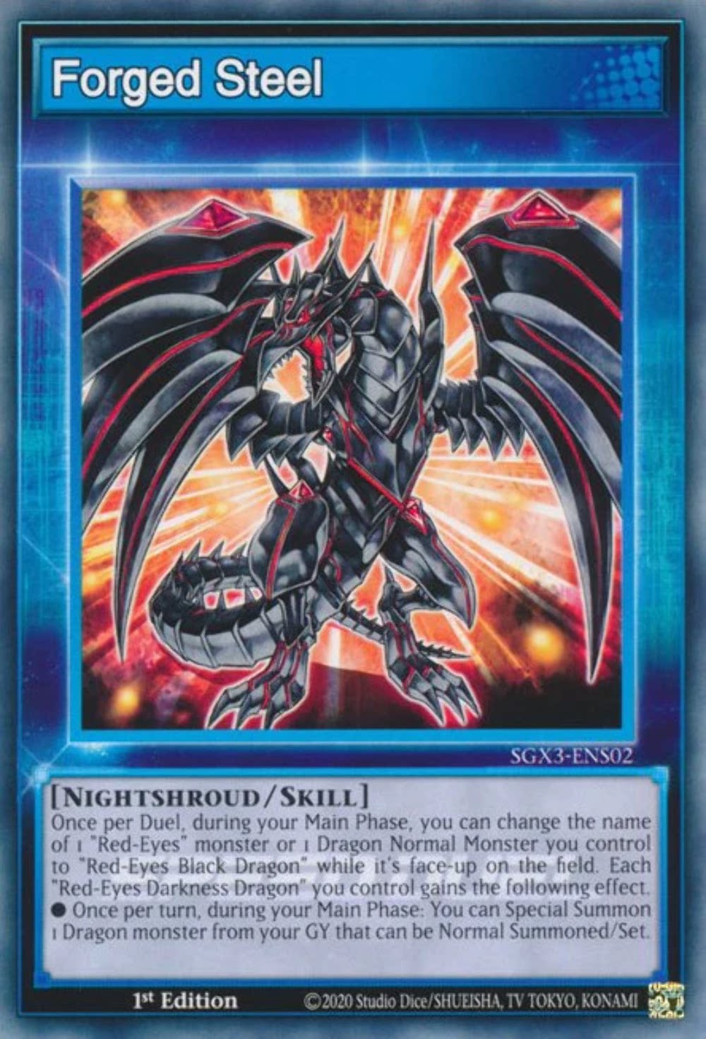 游戏王美英一刷forged steel [sgx3-ens02]真红眼暗钢龙技能卡j5a