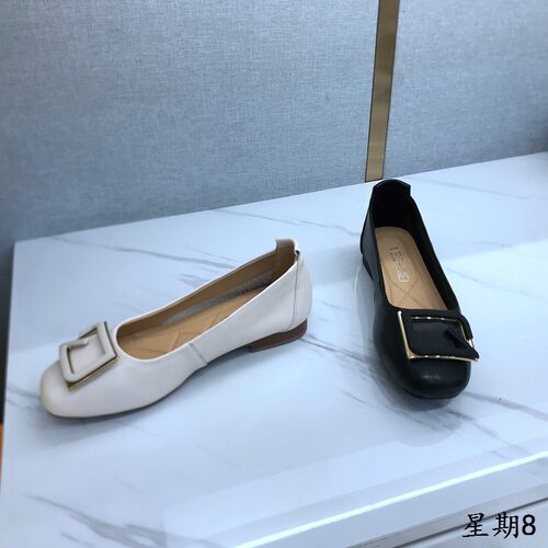 美之美夏新款欧洲站真皮圆头小香风浅口单鞋女平底百搭A36