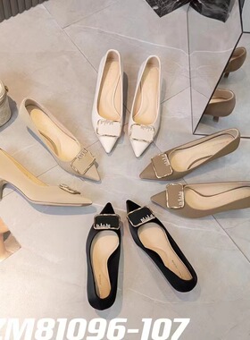 美之美女鞋81096-107欧洲站尖头水钻浅口羊皮2024秋款平底跟女单
