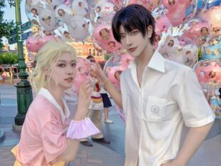 [大又又]日常万用188COS男团奶金色温小辉万少年感基佬卷发假发