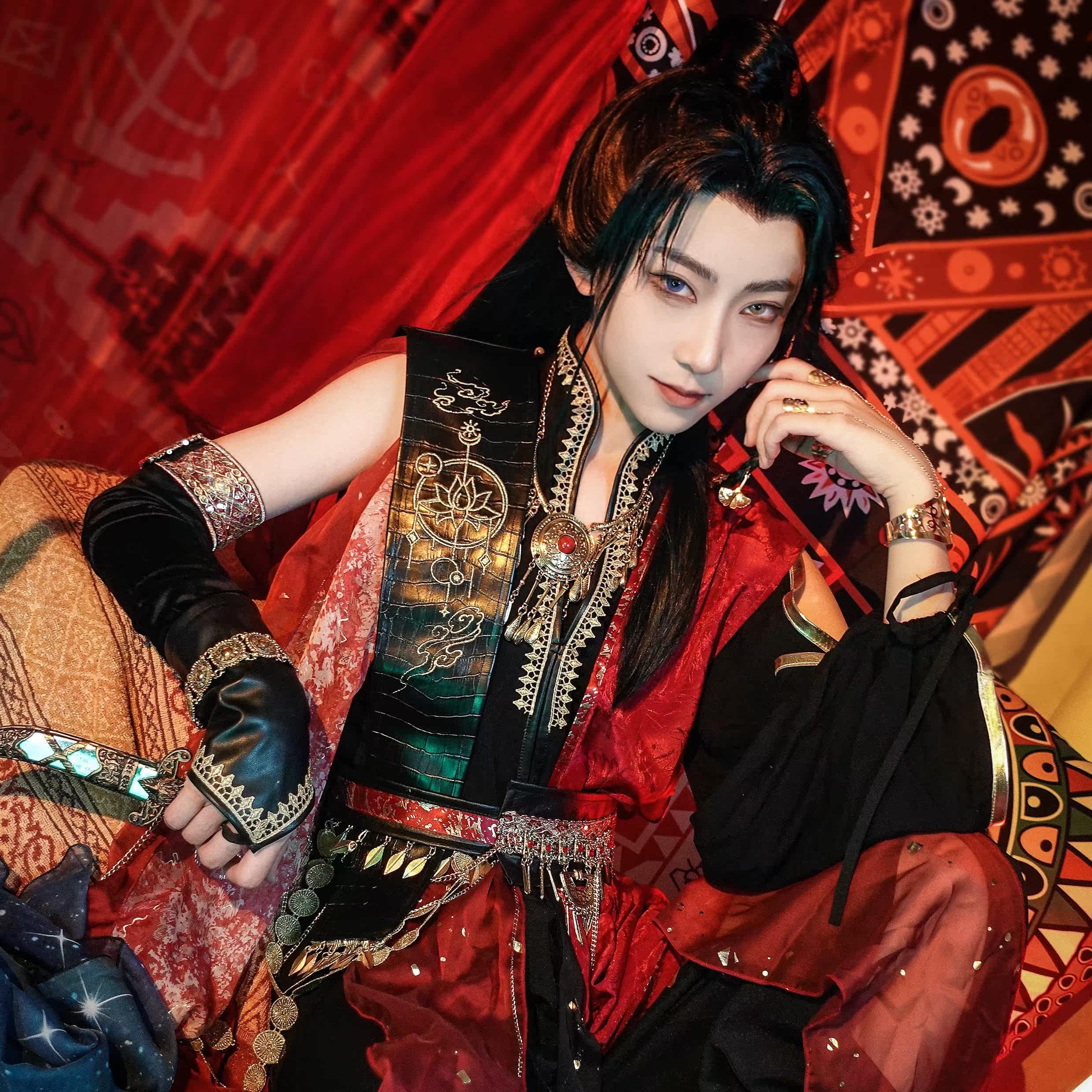 [大又又]古风汉服cos造型假发马尾一体少年双子贴贴异域风仙侠男1