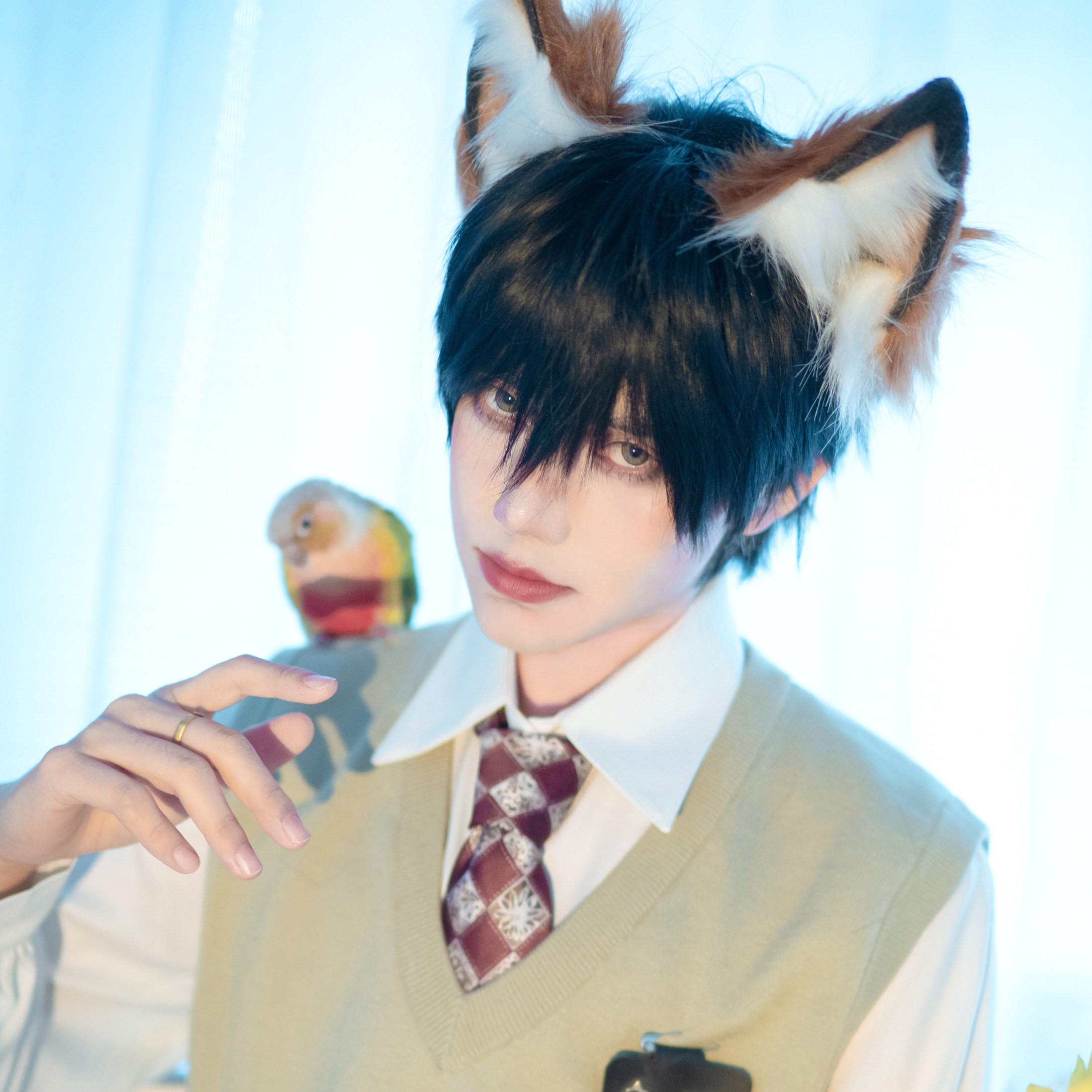 [大又又日常万用黑基佬伪装学渣谢俞cos假发毛少年男造型短发江停