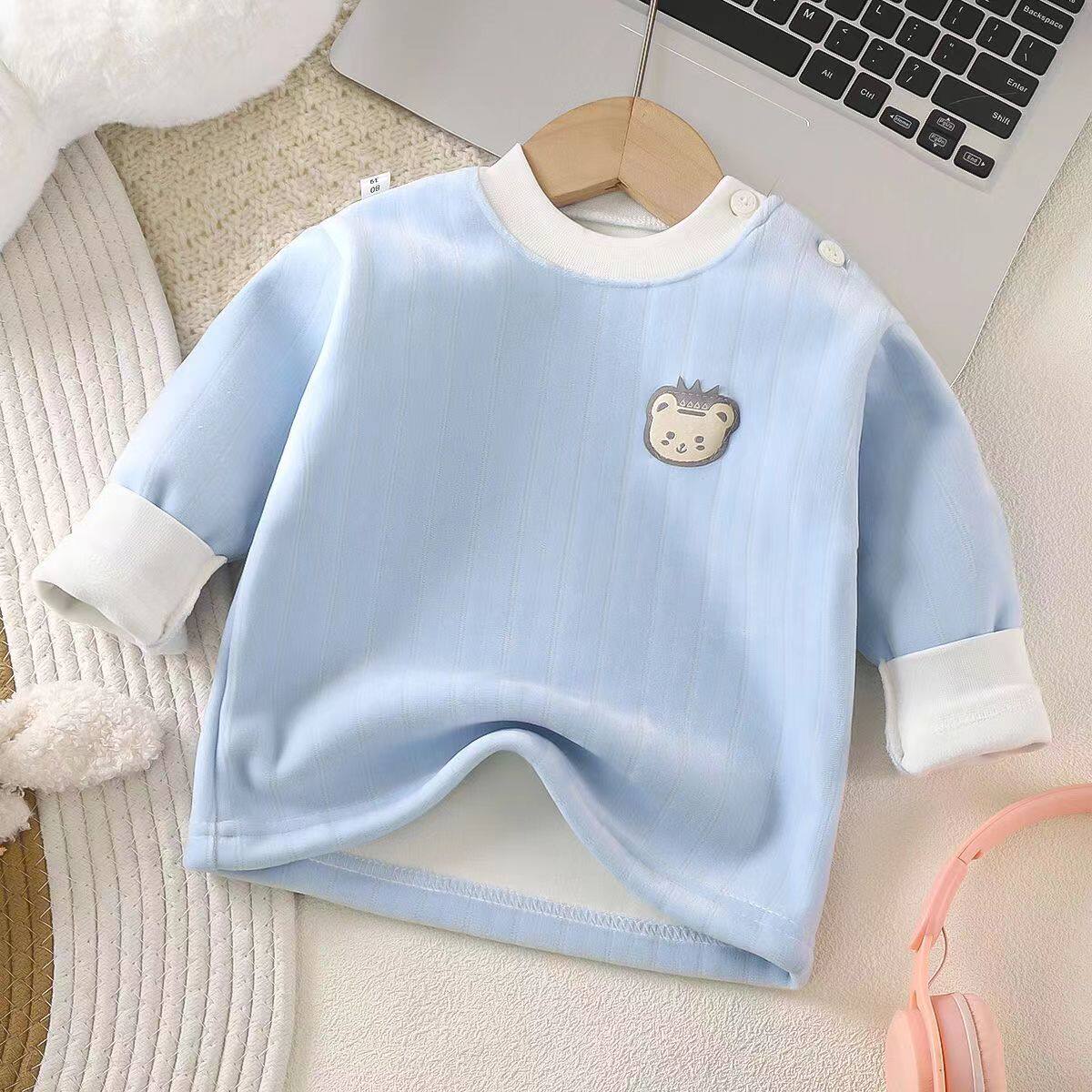 儿童加绒加厚保暖内衣婴儿肩扣打底衫男女童秋冬单上衣宝宝打底衫,童装/婴儿装/亲子装,保暖上装,淘宝优惠券,粉丝福利购,淘宝优惠卷