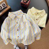 2025新款 春秋款 儿童装 中大童条纹衬衫 男孩上衣 男童衬衫 春秋装 长袖