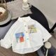 2026儿童小清新衬衫 男女童彩色纽扣衬衣中小童宝宝洋气绘画兜
