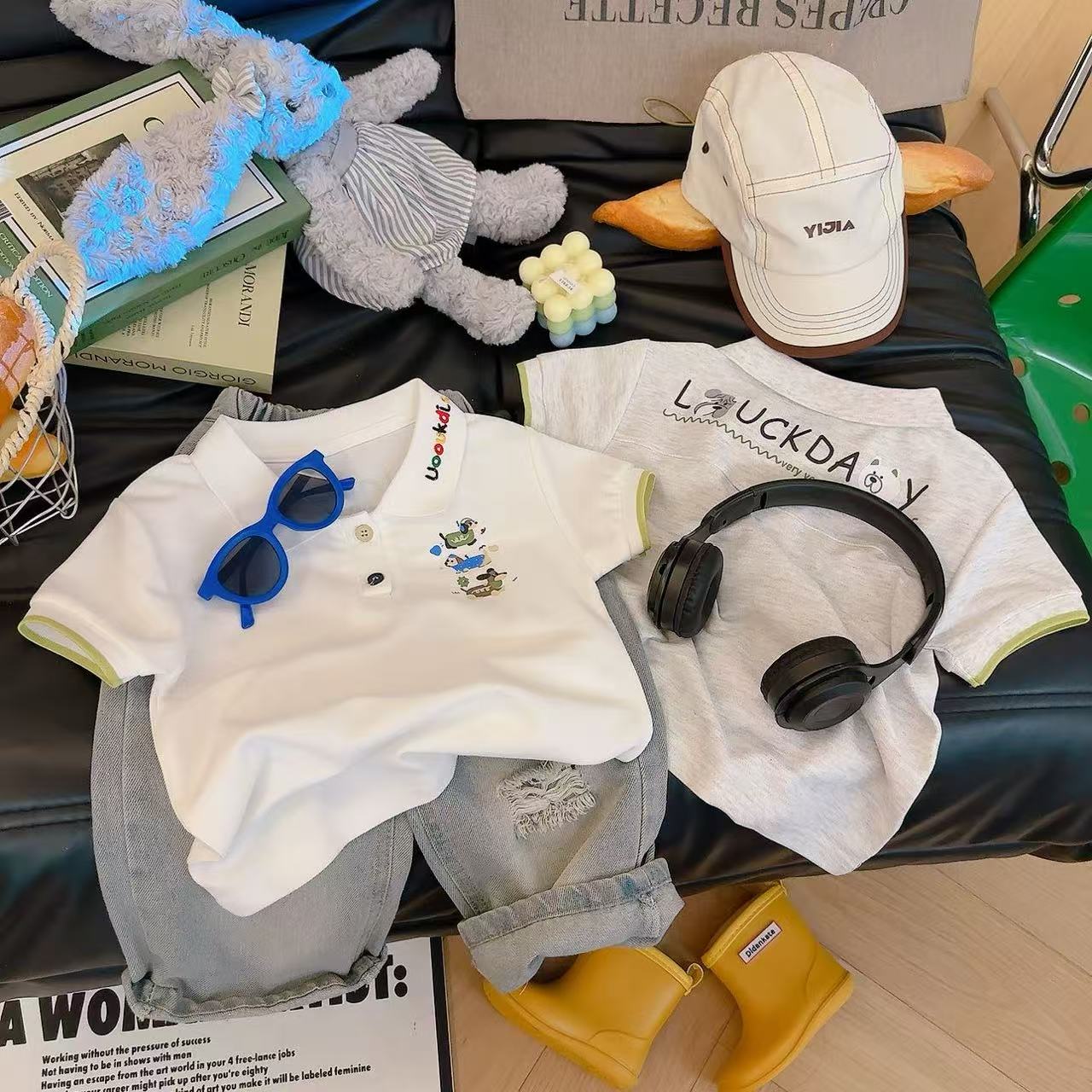 新款刺绣儿童短袖中大童宽松潮流外穿POLO衫翻领童装2025时尚短袖