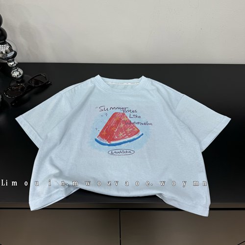 【雪花棉】夏季新款儿童韩版卡通印花短袖休闲百搭