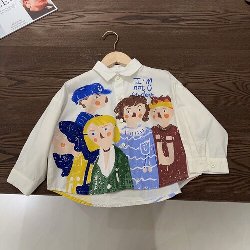春秋外穿男童衬衫外套秋装新款卡通痞帅儿童衣服上衣宝宝洋气