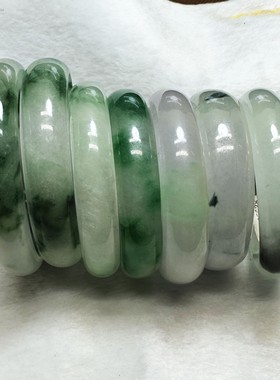 特价清仓玉手镯冰种冰飘花正圈玉镯子翡翠色翠玉带绿色紫罗兰手镯