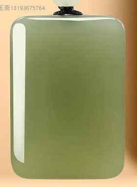 和田色鸭蛋青湖水绿平安无事牌吊坠阿富汗白玉无事牌玉石饰品捡漏