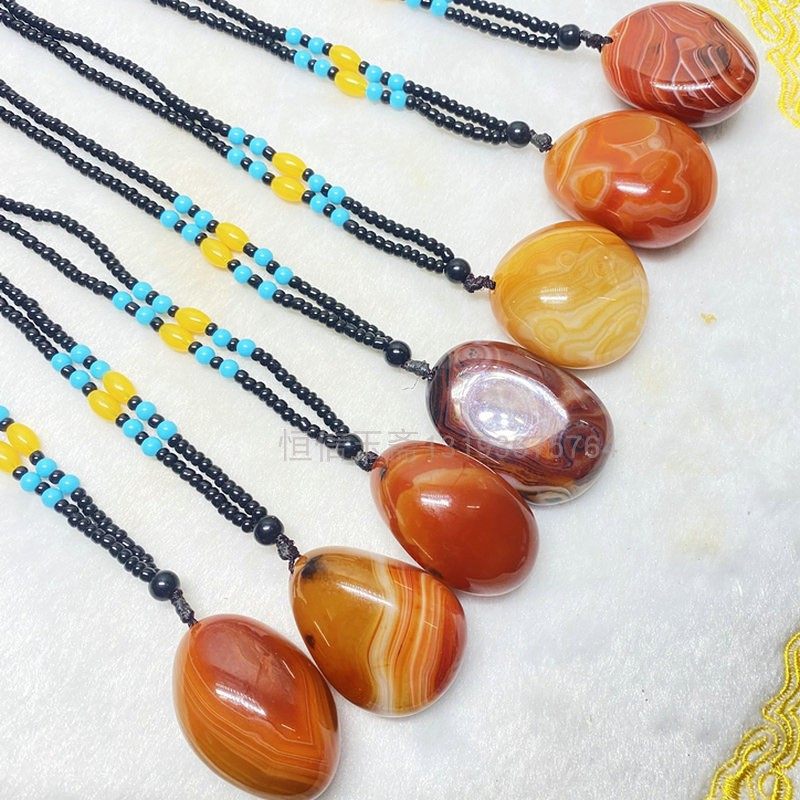 天然缠丝玛瑙吊坠毛衣链精美蚕丝马达加斯加玛瑙项链雨花石原吊坠