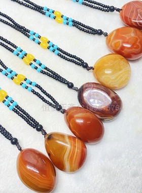 天然缠丝玛瑙吊坠毛衣链精美蚕丝马达加斯加玛瑙项链雨花石原吊坠