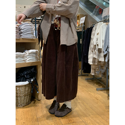 西兰花花 灯芯绒八分裤 巨好看的早秋裤子 咖色阔腿九分裤小个子