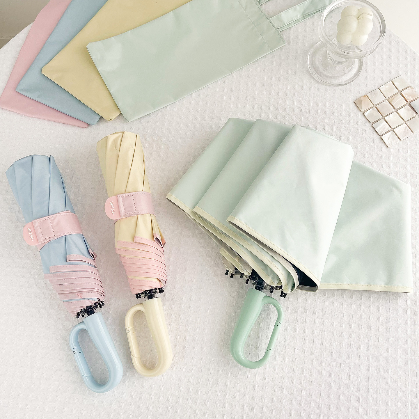 [手提挂包都便携]环扣晴雨两用伞女防晒防紫外线抗风折叠伞遮阳伞