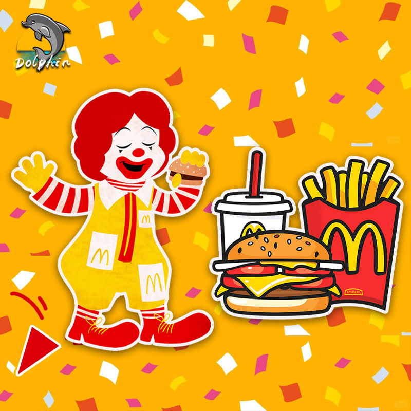 M记麦当劳叔叔薯条汉堡反光车贴电动摩托车身后窗玻璃装饰贴