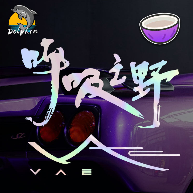 许嵩vae呼吸之野应援签名紫椰反光车贴电动摩托车身后窗玻璃装饰