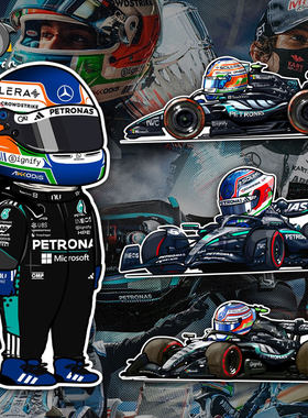 F1车手12号小kimi小基米梅赛德斯AMG马石油反光车贴车身玻璃装饰