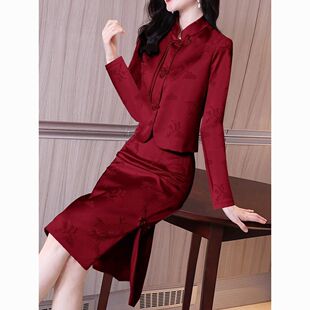 婚礼服婚宴礼服裙2026年春秋气质女士新中式红色两件套连衣裙