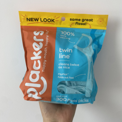 美国plackers双线牙线棒薄荷味家庭装便携式超细牙签剔牙线300支