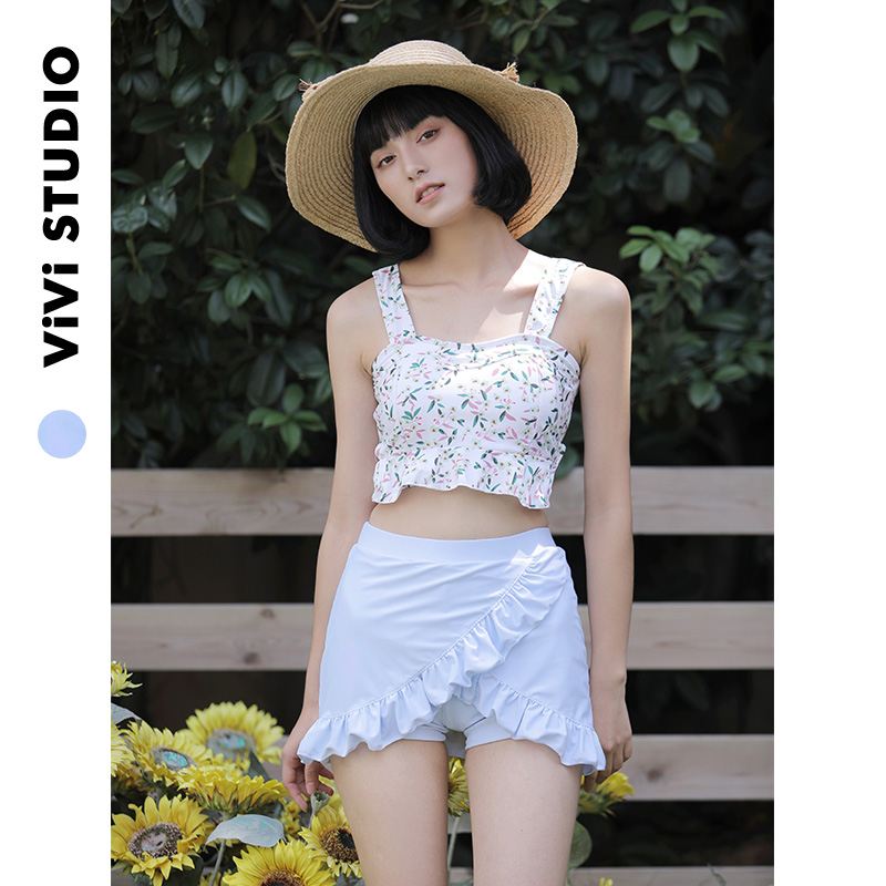 vv/20ss日系清新小碎花裙式泳装