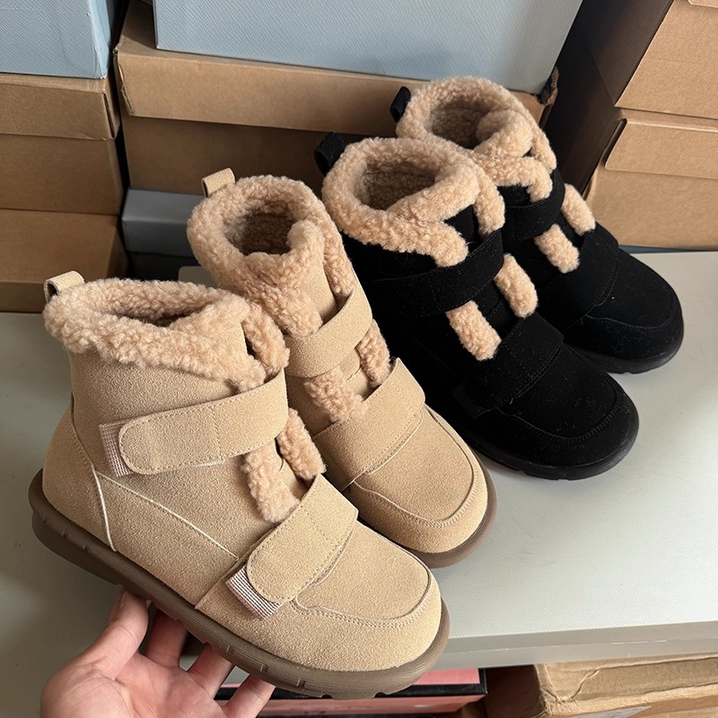 断码清仓捡漏~冬季雪地靴女加绒保暖魔术贴短靴泰迪绒休闲棉鞋