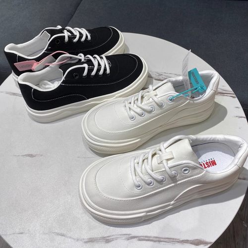 断码清仓捡漏~春季厚底帆布鞋丑萌大头鞋女港风小白鞋舒适溶解鞋