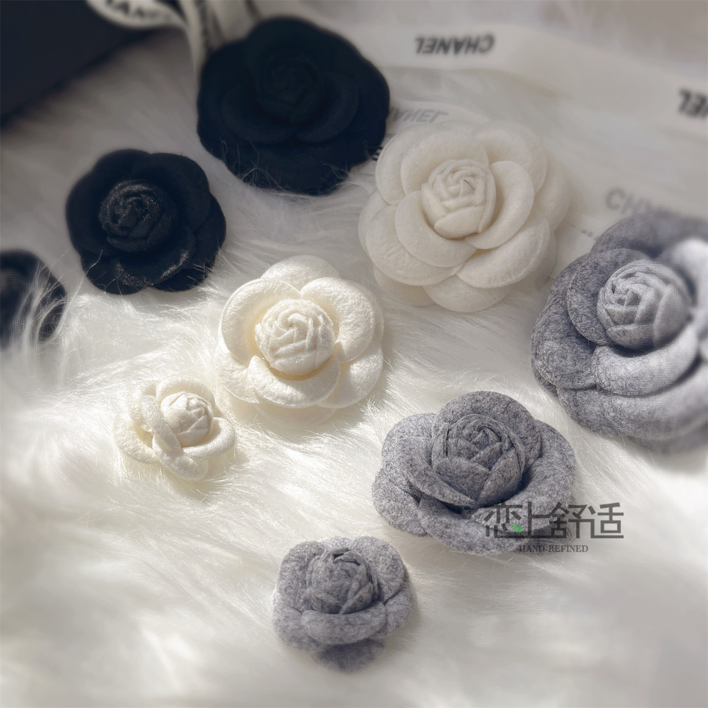 小香风手工山茶花胸针黑白法式优雅复古立体花朵别针气质衣帽配饰,饰品/流行首饰/时尚饰品新,胸针,淘宝优惠券,粉丝福利购,淘宝优惠卷