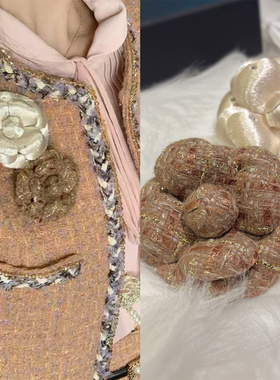达人同款大Eees小香风山茶花胸针咖色手工胸花复古外套大衣别针女