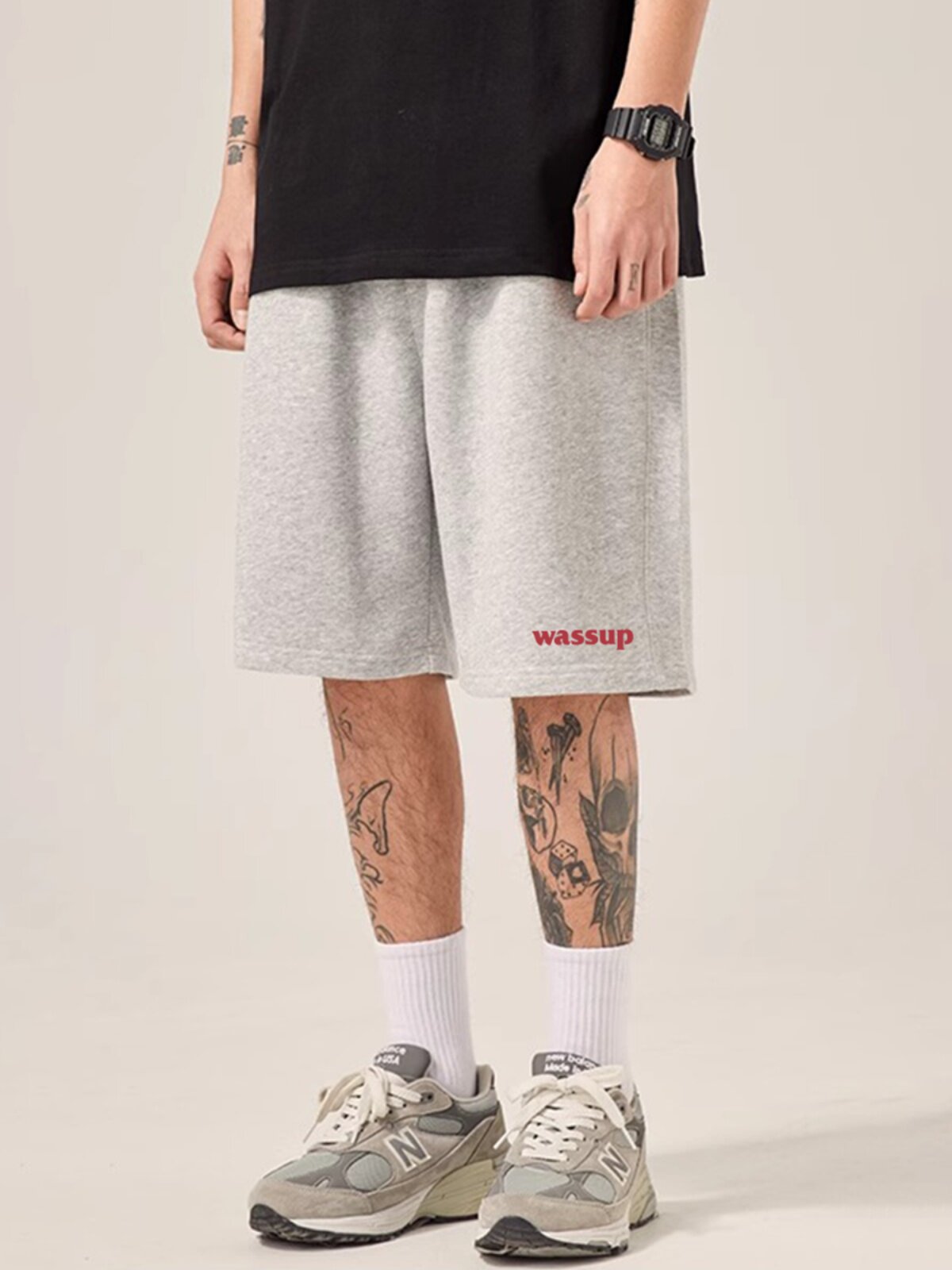 WASSUP 반바지 남성 스포츠 루즈 여름 5부 팬츠 하이 스트리트 패션 브랜드 순면 미국 헤비급 전국 트렌드 미드팬츠