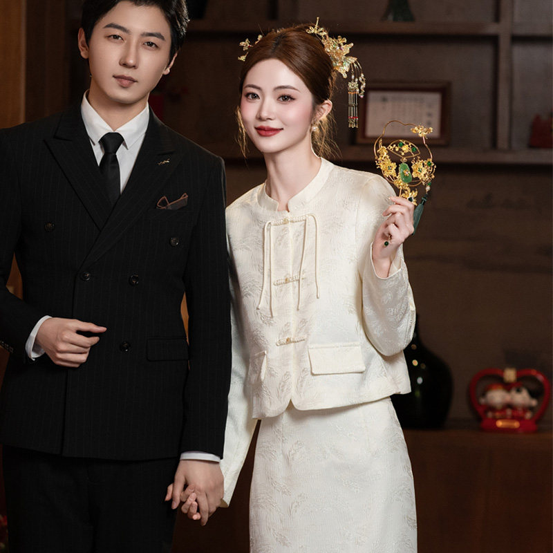新中式国风气质高端套装裙子女2025年新款新娘敬酒服订婚回门春秋