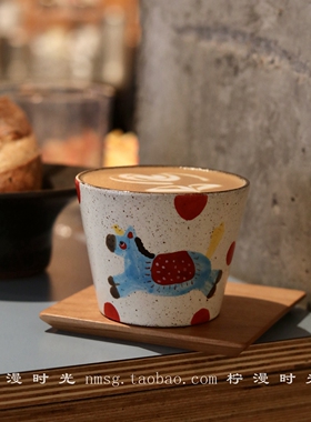 新年礼物景德镇紫砂泥可爱马年陶瓷猪口杯咖啡拉花杯主人杯本命杯