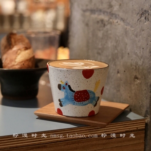 新年礼物景德镇紫砂泥可爱马年陶瓷猪口杯咖啡拉花杯主人杯本命杯
